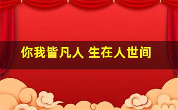 你我皆凡人 生在人世间